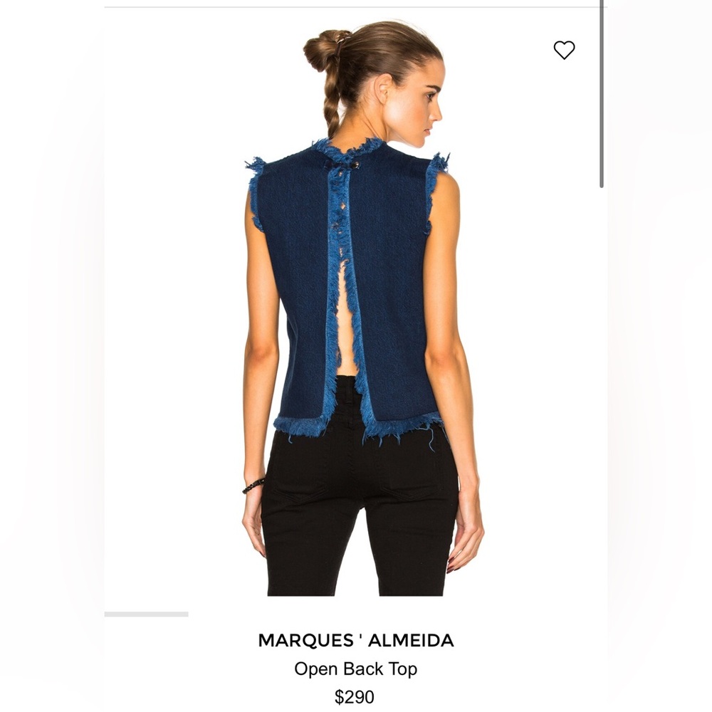 MARQUES ' ALMEIDA Open Back denim Top size medium Portugal